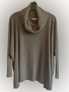 Mystree Grey Waffle Knit Oversized Cowl Neck Sweater Open Back Boho - Size M/L